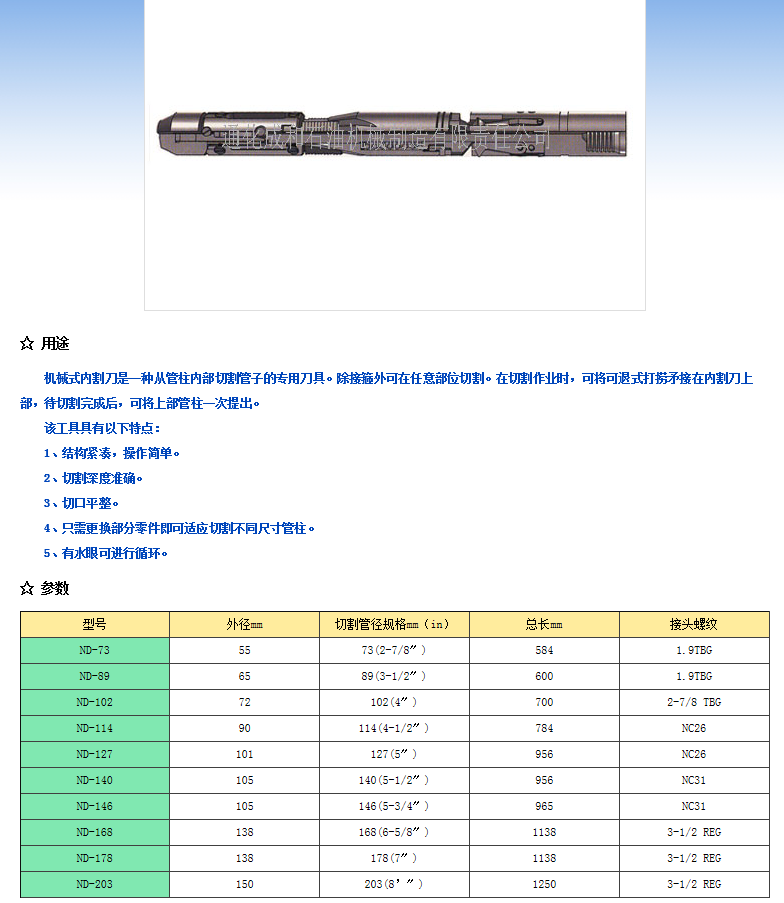 機(jī)械式內(nèi)割刀(圖1)